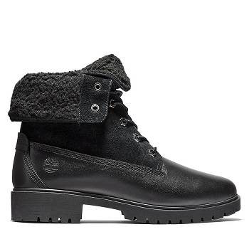 Timberland Női Jayne Fleece Fold-Down Bokacsizma Fekete